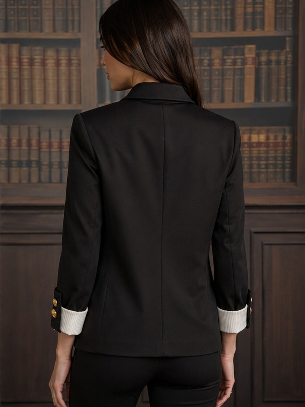 Veronica Beard Black Cropped Deckay Jacket Gold Buttons No Size Tag SAMPLE Sz 4 - Picture 2 of 5